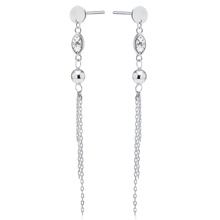 Silver (925) earrings with white zirconia, ball and chains