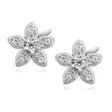 Silver (925) elegant earrings - flowers with zirconia