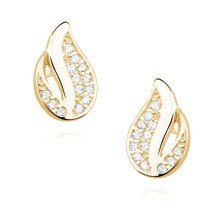 Silver (925) elegant earrings - gold-plated flame with zirconia