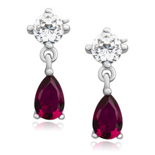 Silver (925) elegant earrings with ruby zirconia