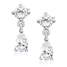 Silver (925) elegant earrings with white zirconia