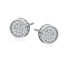 Silver (925) elegant round earrings with zirconia