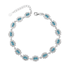 Silver (925) fashionable bracelet aquamarine zirconia