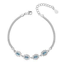 Silver (925) fashionable bracelet aquamarine zirconia