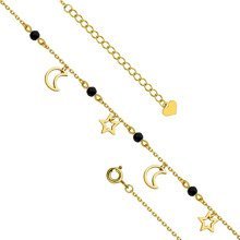 Silver (925) gold-plated anklet - adjustable size with star and moon pendants