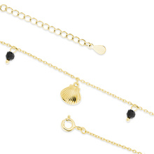 Silver (925) gold-plated anklet - shells and black spinels