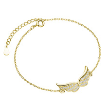 Silver (925) gold-plated bracelet - wings with zirconia