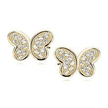 Silver (925) gold-plated butterfly earrings with zirconia