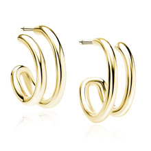 Silver (925) gold-plated double hoop earrings