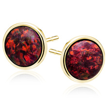 Silver (925) gold-plated earings with red opal