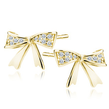 Silver (925) gold-plated earrings bows with zirconias