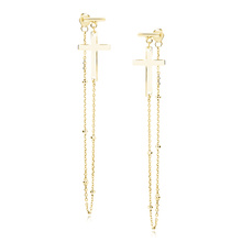 Silver (925) gold-plated earrings cross and chain with balls