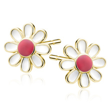 Silver (925) gold-plated earrings flowers