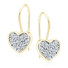Silver (925) gold-plated earrings - hearts with white zirconias