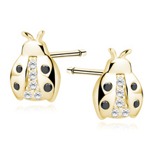 Silver (925) gold-plated earrings ladybug with zirconia