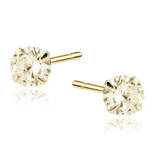 Silver (925) gold-plated earrings round zirconia diameter 6mm