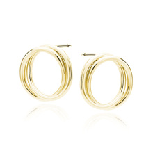 Silver (925) gold-plated earrings - twisted circles