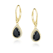 Silver (925) gold-plated earrings with black zirconia