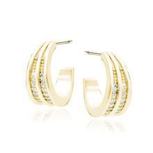 Silver (925) gold-plated earrings with white zirconias