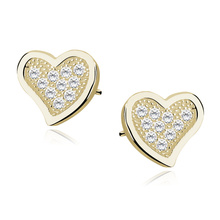 Silver (925) gold-plated heart earrings with zirconia