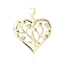 Silver (925) gold-plated heart pendant with tree of love and white zirconias
