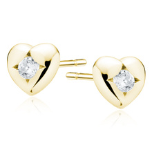Silver (925) gold-plated heart shape earrings with zirconia