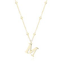 Silver (925) gold-plated necklace - letter M on chain with balls