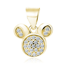 Silver (925) gold-plated pendant mouse with white zirconias
