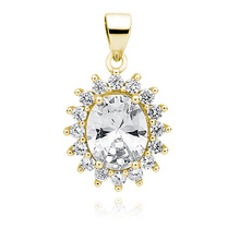 Silver (925) gold-plated pendant white zirconia