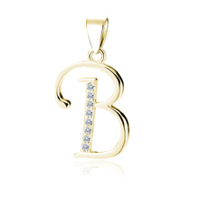 Silver (925) gold-plated pendant white zirconias - letter B