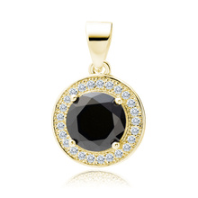 Silver (925) gold-plated pendant with round black zirconia