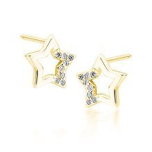 Silver (925) gold-plated star earrings with white zirconias