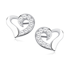 Silver (925) heart earrings with zirconia