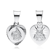 Silver (925) heart pendant - Jesus Christ / Scapular Mary