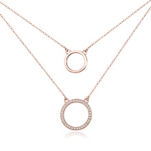 Silver (925) necklace - cirlces with zirconia - rose gold plated