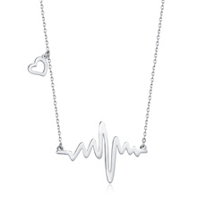 Silver (925) necklace heart and heartbeat