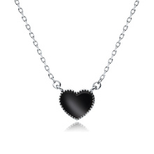 Silver (925) necklace - heart with black enamel