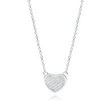 Silver (925) necklace - heart with white zirconias