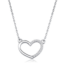 Silver (925) necklace - heart with zirconia