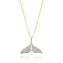 Silver (925) necklace whale tail with zirconias - gold-plated
