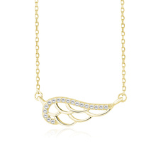 Silver (925) necklace - wing with zirconia, gold-plated
