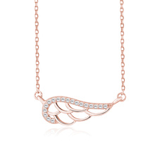 Silver (925) necklace - wing with zirconia, rose gold-plated