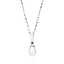 Silver (925) necklace with pearl and white zirconia