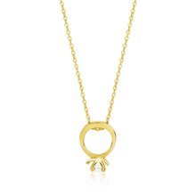 Silver (925) necklace with ring pendant - gold-plated