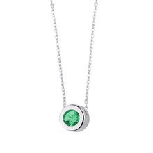 Silver (925) necklace with round pendant and emerald zirconia