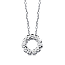 Silver (925) necklace with round pendant and zirconia