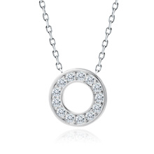 Silver (925) necklace with round pendant and zirconia