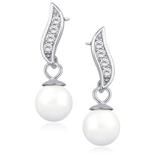 Silver (925) pearl earrings with zirconia