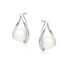 Silver (925) pearl earrings with zirconia