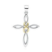 Silver (925) pendant cross with gold-plated infinity sign